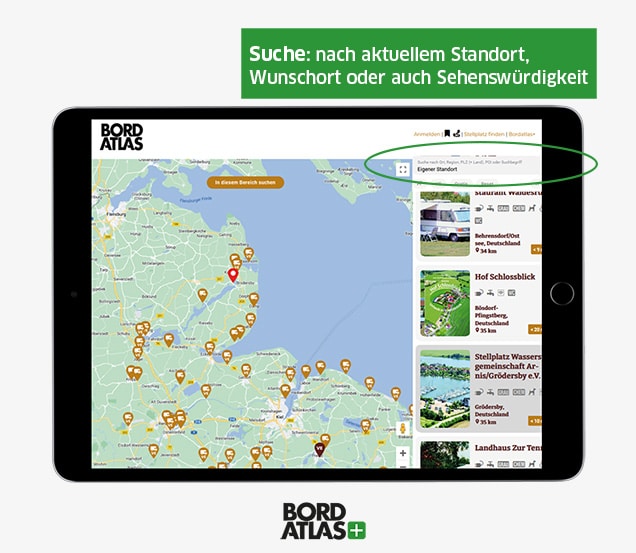 BORDATLAS+ Stellplatz Suchfunktion