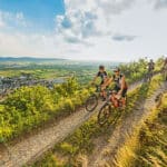 5 Fahrradfahrer auf einem Fahrradweg im Remstal.