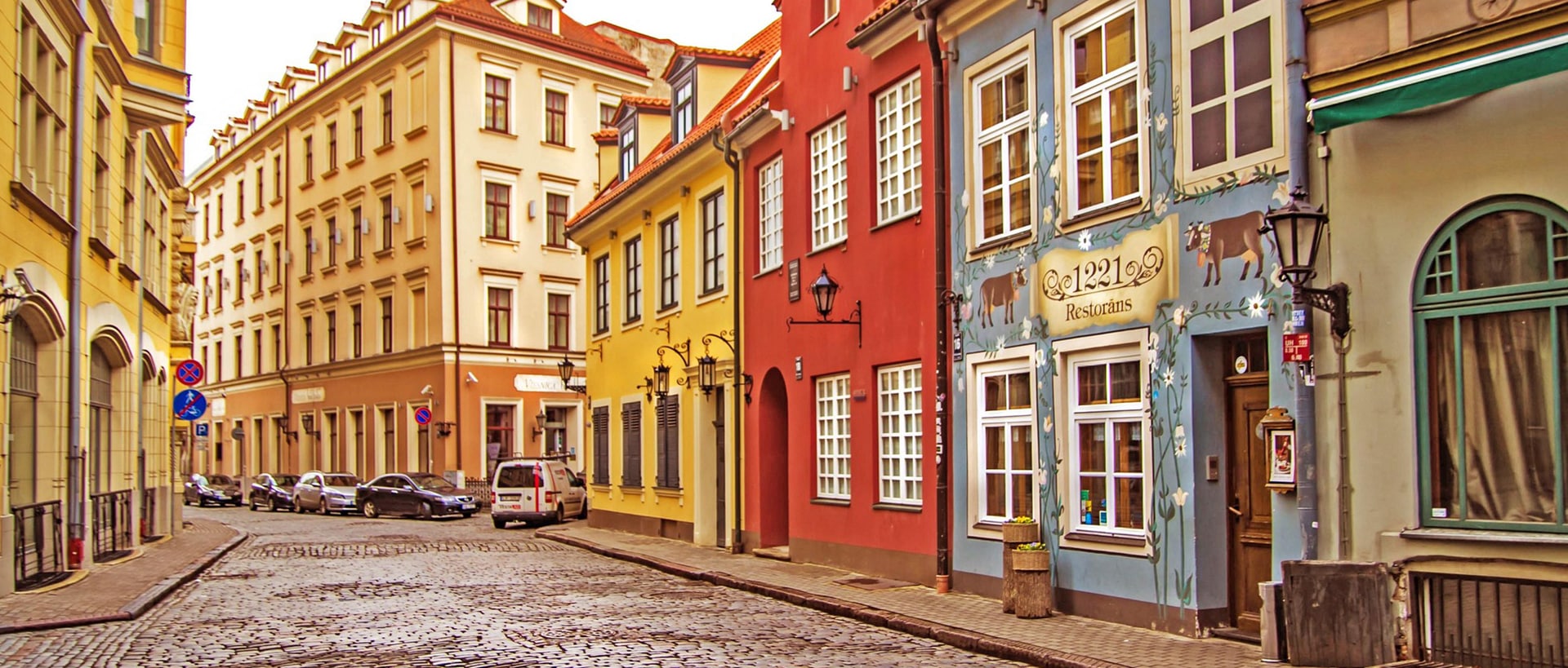 Bunte Häuser in Riga in Lettland