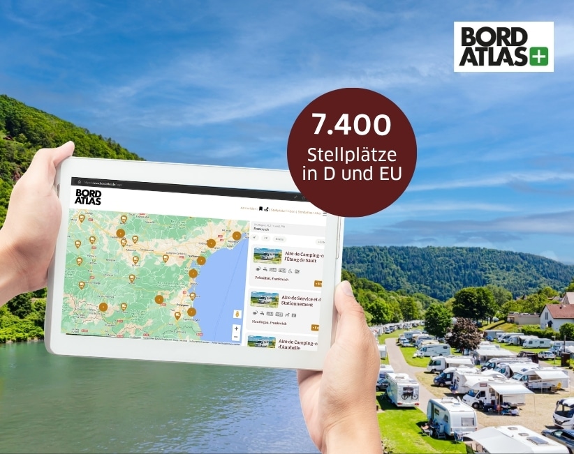 Bordatlas Stellplatzsuche mit 7400 Stellplätzen in Deutschland und Europa
